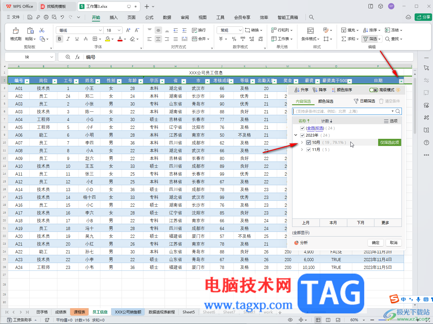 WPS表格電腦版按月份篩選數(shù)據(jù)的方法教程
