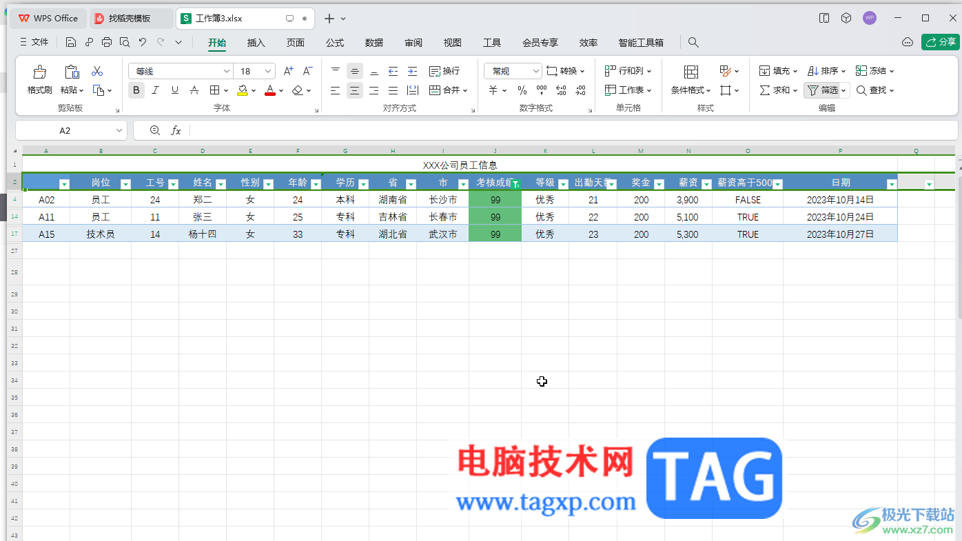WPS表格電腦版按顏色篩選的方法教程