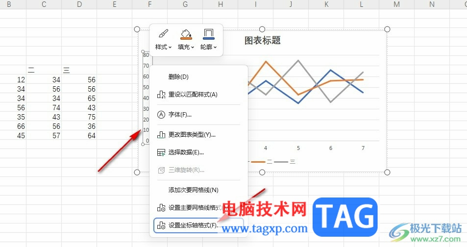 WPS Excel折線圖修改坐標(biāo)軸上下限的方法