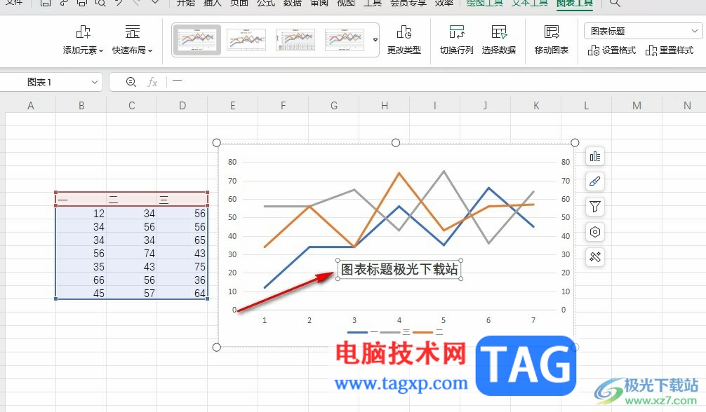 WPS Excel折線圖上添加文字標(biāo)注的方法