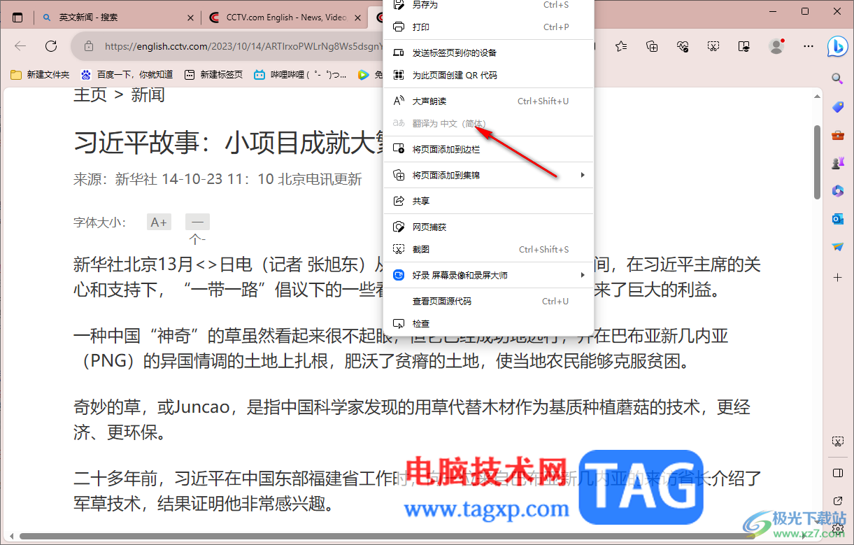 edge瀏覽器翻譯成中文選項(xiàng)是灰色的解決方法