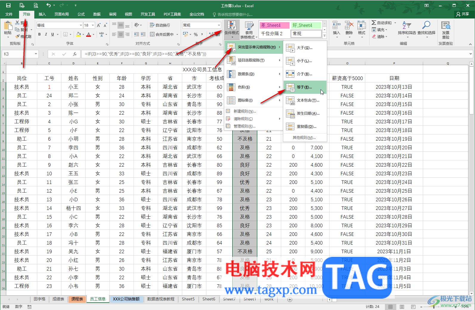 Excel突出顯示符合條件的方法教程