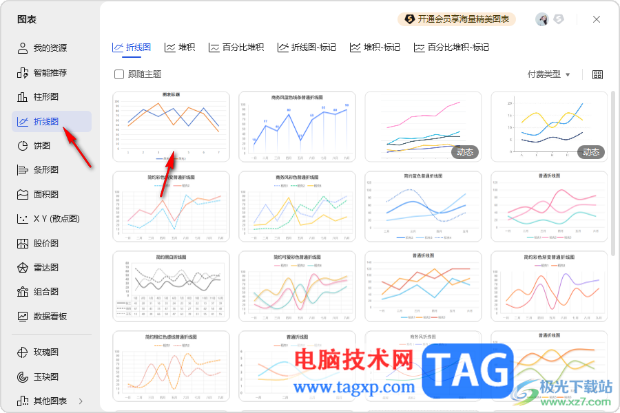 WPS表格制作無刻度線的折線圖的方法