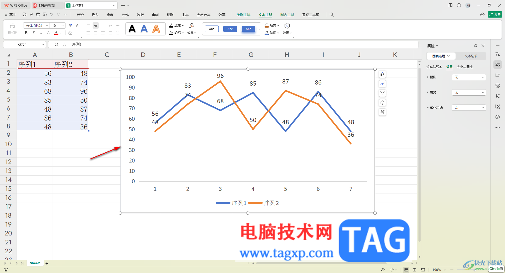 WPS表格在折線圖中添加平均值線的方法