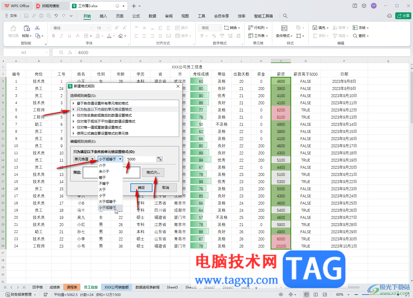 WPS表格電腦版根據(jù)數(shù)據(jù)大小更改顏色的方法教程