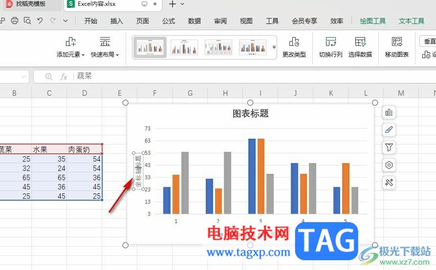 WPS表格給圖表添加縱軸標(biāo)題的方法