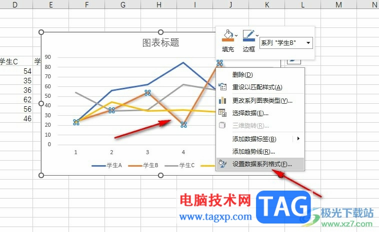 Excel表格給折線圖添加陰影的方法