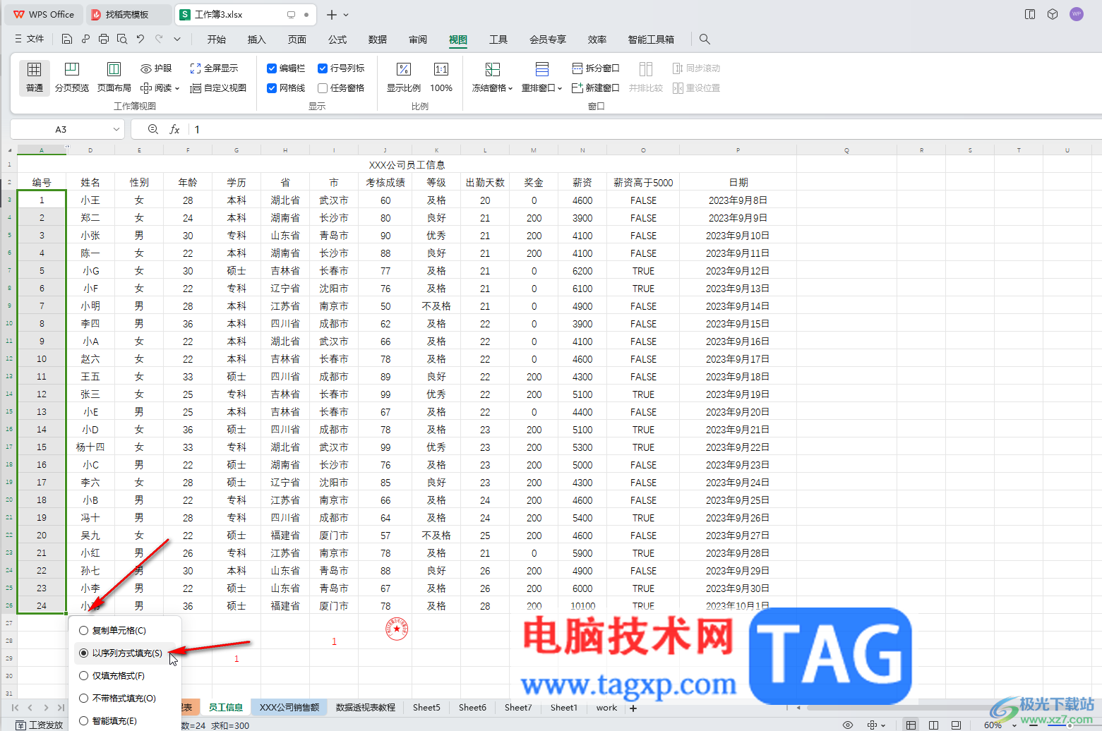 WPS Excel電腦版自動(dòng)填充序號(hào)的方法教程