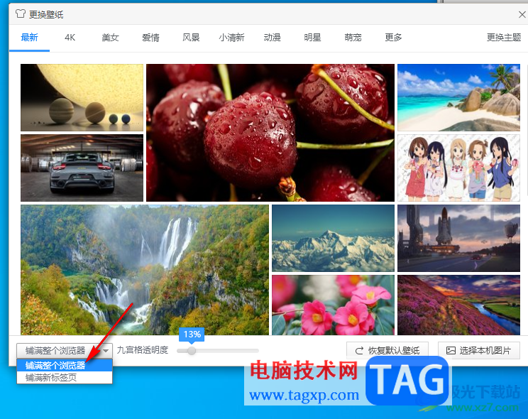 360極速瀏覽器更改新標簽頁面背景的方法