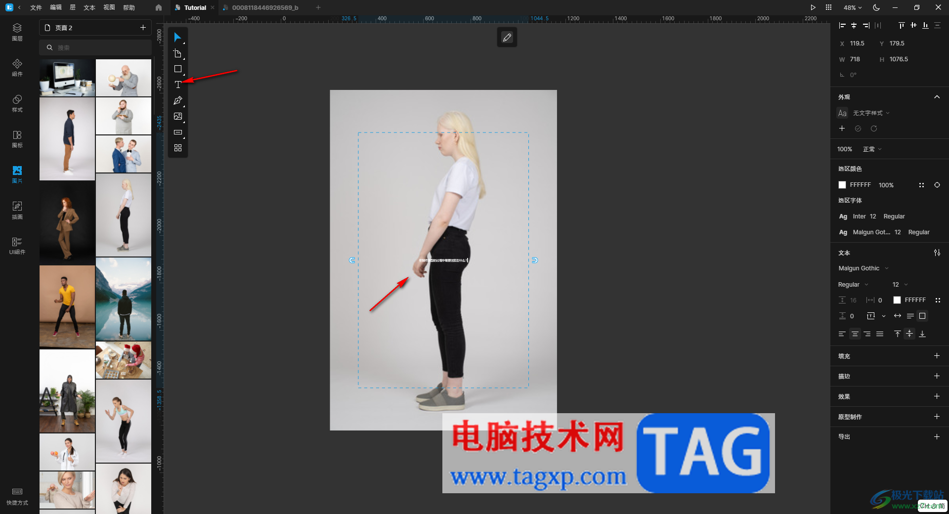 lunacy在圖片上添加文字的方法