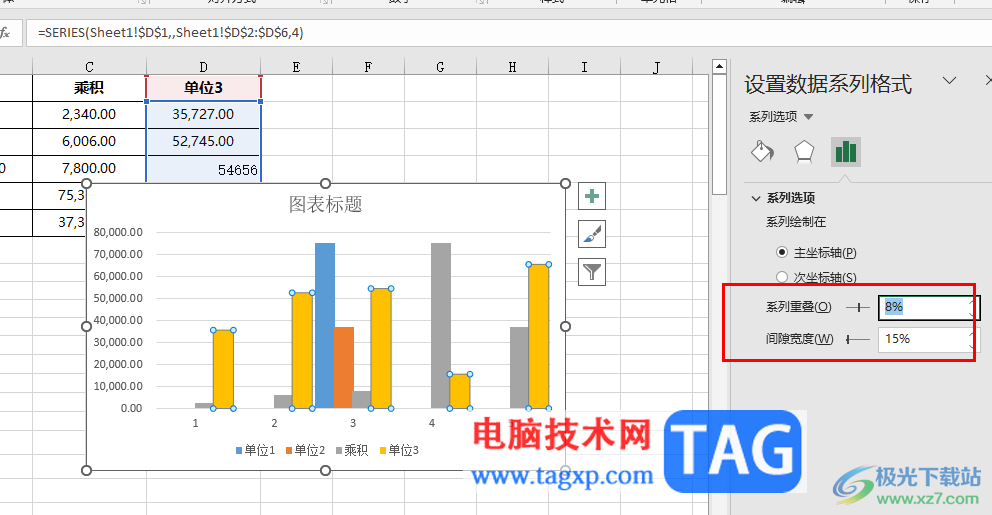 Excel圖表當(dāng)中的柱狀圖加粗的方法