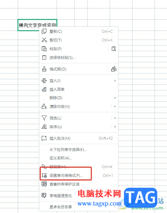 ?wps表格將橫著的文字變成豎著的教程