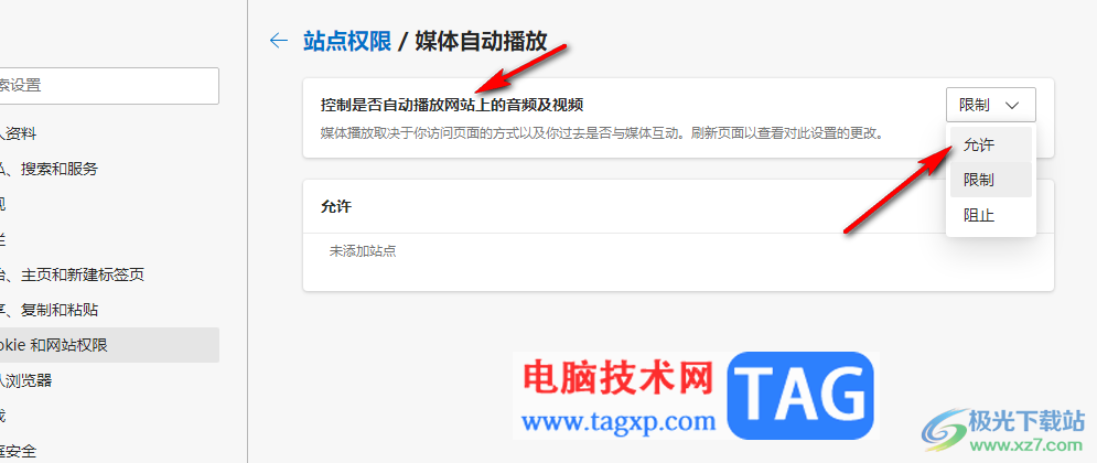 Edge瀏覽器開啟自動播放功能的方法