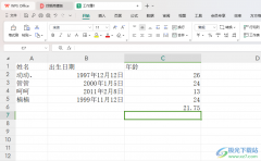 WPS excel快速計算平均年齡