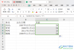 <b>WPS Excel表格快速計算出年齡的方法</b>